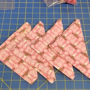 La Ti Da Handmade Creations Pink & Brown Fabric 12" Napkins Set of 4